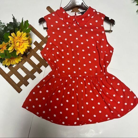 Forever 21 red sleeveless blouse with peplum Size L - Picture 1 of 12